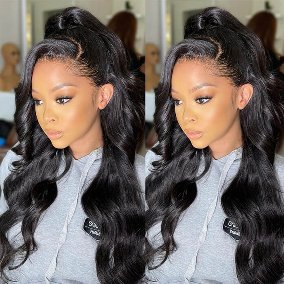 Amazon.com : 360 Lace Front Wigs Human Hair Pre Plucked, Body Wave Full Lace  Human Hair Wigs for Women Transparent Lace Front Wigs Human Hair Can Make  High Ponytail And Bun 150%