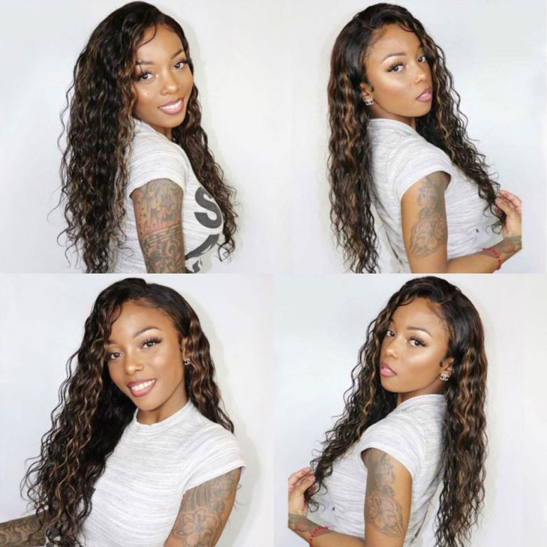 Water Wave Highlight Wigs 13×4 Lace Front Wigs Ombre Wigs - Mscoco Hair